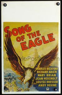 3v110 SONG OF THE EAGLE window card '33 fantastic artwork of gigantic eagle flying over city!