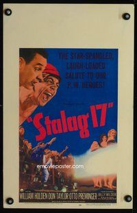 3v113 STALAG 17 window card '53 William Holden, Robert Strauss, Billy Wilder WWII POW classic!