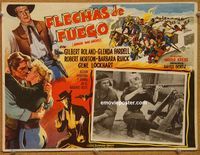 3w221 APACHE WAR SMOKE Mexican lobby card '52 great border art of Gilbert Roland & Glenda Farrell!
