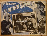 3w237 BARBED-WIRE Mexican movie lobby card '52 cowboy Gene Autry, Champion, Anne James!