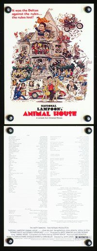 3w138 ANIMAL HOUSE screening program '78 John Belushi, Landis classic, art by Nick Meyerowitz!