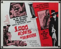 3x256 1000 EYES OF DR MABUSE 1/2sheet '66 Fritz Lang, a blood-bath of chemical & electronic terror!