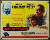 3x273 ARCH OF TRIUMPH style B 1/2sheet '47 Ingrid Bergman is the woman of the shadows, Charles Boyer