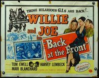 3x277 BACK AT THE FRONT style B 1/2sheet '52 the hialrious G.I.s Bill Mauldin & Tom Ewell are back!