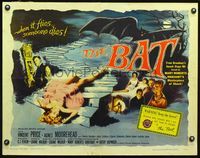3x282 BAT half-sheet movie poster '59 great horror art of Vincent Price & sexy fallen girl!