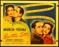 3x287 BEDTIME STORY style A 1/2sh '41 2 great close up images of Fredric March & sexy Loretta Young!