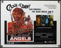 3x295 BLACK ANGELS half-sheet '70 God forgives, but these crazed bikers don't, cool motorcycle art!