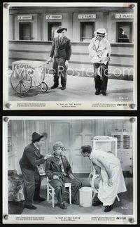 3y384 DAY AT THE RACES 2 8x10s R62 Marx Brothers horse racing, Groucho at track & playing doctor!