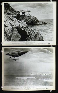 3y410 FABULOUS WORLD OF JULES VERNE 2 8x10 stills '61 cool images of giant cannon & strange airship!