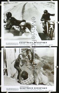 3y482 HOLLYWOOD BOULEVARD 2 8x10 stills '76 images of Mary Woronov w/gun & being chased by bikers!