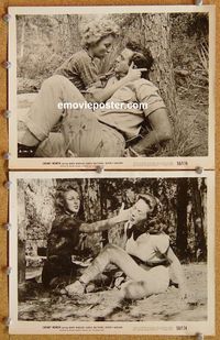 3y835 SWAMP WOMEN 2 8x10 stills '55 bad Beverly Garland loves Mike Connors & slaps Marie Windsor!