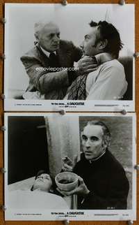 3y876 TO THE DEVIL A DAUGHTER 2 8x10s '76 cool close-up stills of Richard Widmark, Christopher Lee!