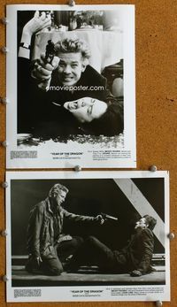 3y977 YEAR OF THE DRAGON 2 8x10 movie stills '85 two cool action images of Mickey Rourke w/pistol!