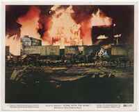 3y078 GONE WITH THE WIND color 8x10 #1 R61 David O. Selznick, Gable & Leigh flee burning Atlanta!