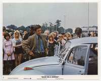 3y109 MAN ON A SWING color 8x10 #1 '74 Cliff Robertson with crowd of people by Volkswagen Beetle!