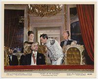 3y162 SECRET OF MY SUCCESS Eng/US color 8x10 still '65 Honor Blackman stands behind guys on balcony!