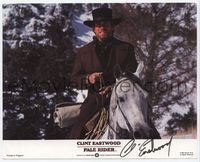3y132 PALE RIDER signed English Front of House lobby card'85 by Clint Eastwood, who is on horseback!
