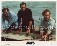 3y092 JAWS 8x10 mini lobby card '75 Robert Shaw, Roy Scheider & Richard Dreyfuss need a bigger boat!