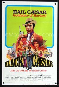 3z088 BLACK CAESAR 1sheet '73 AIP Williamson blaxploitation, Godfather of Harlem art by G. Akimoto!