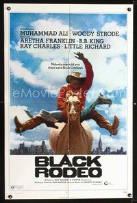 3z089 BLACK RODEO one-sheet movie poster '72 Muhammad Ali, Woody Strode, cool black cowboy image!