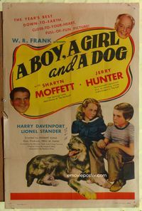 3z108 BOY, A GIRL & A DOG 1sheet '46 Sharyn Moffet & Jerry Hunter give their pet to the K-9 Corps!