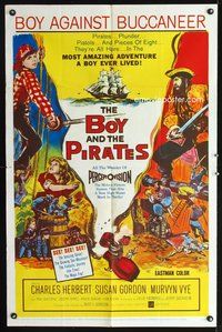 3z107 BOY & THE PIRATES one-sheet '60 Charles Herbert, the most amazing adventure a boy ever lived!