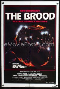 3z120 BROOD one-sheet movie poster '79 David Cronenberg, cool horror artwork of monster in embryo!