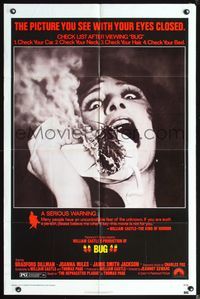 3z123 BUG one-sheet poster '75 wild horror image of screaming girl on phone with flaming insect!