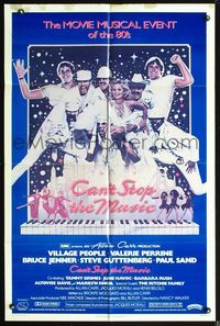 3z132 CAN'T STOP THE MUSIC 1sheet '80 great group photo of The Village People & cast in all white!