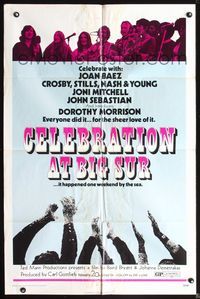 3z144 CELEBRATION AT BIG SUR one-sheet '71 celebrate with Joan Baez, Crosby, Stills, Nash & Young!
