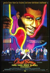 3z151 CHUCK BERRY HAIL! HAIL! ROCK 'N' ROLL video one-sheet '87 Chuck Berry, cool concert image!