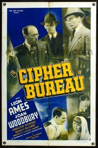 3z155 CIPHER BUREAU one-sheet movie poster '38 cryptographer Leon Ames, Joan Woodbury