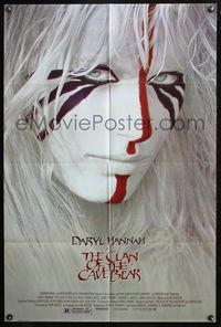 3z159 CLAN OF THE CAVE BEAR one-sheet '86 fantastic image of Daryl Hannah in cool tribal make up!
