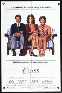 3z161 CLASS one-sheet '83 wacky Solie art of Rob Lowe, Jacqueline Bisset, & naked Andrew McCarthy!