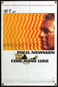 3z181 COOL HAND LUKE one-sheet poster '67 Paul Newman prison escape classic, cool art by James Bama!