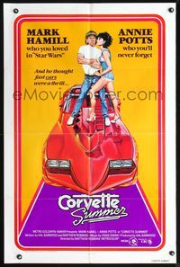 3z182 CORVETTE SUMMER int'l one-sheet '78 art of Mark Hamill & sexy Annie Potts on custom Corvette!