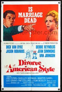 3z229 DIVORCE AMERICAN STYLE 1sheet '67 Dick Van Dyke points at Debbie Reynolds, is marriage dead?