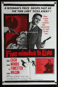 3z236 DOOR-TO-DOOR MANIAC one-sheet '61 first Johnny Cash, the woman has Five Minutes to Live!