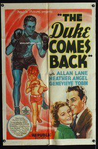 3z245 DUKE COMES BACK one-sheet movie poster '37 cool art of Rocky Lane & cast in rigged boxing!