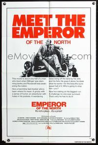 3z260 EMPEROR OF THE NORTH POLE one-sheet '73 cool image of Lee Marvin sitting on a train wreck!
