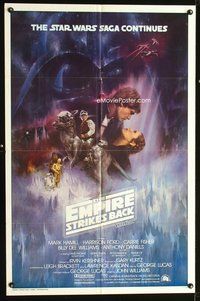 3z263 EMPIRE STRIKES BACK int'l 1sh '80 George Lucas sci-fi classic, cool artwork by Roger Kastel!