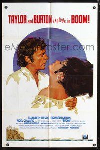 3z104 BOOM Int'l 1sh poster '68 great art of Elizabeth Taylor & Richard Burton, Tennessee Williams!