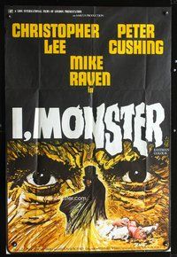 3z492 I, MONSTER English 1sheet '71 Christopher Lee, Peter Cushing, Dr. Jekyll & Mr. Hyde, cool art!