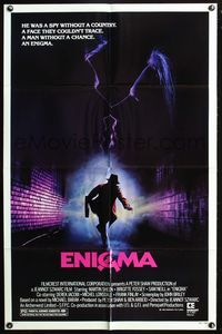 3z264 ENIGMA one-sheet '83 Martin Sheen, Brigitte Fossey, a face they couldn't trace, cool image!