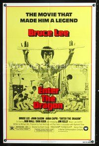 3z265 ENTER THE DRAGON one-sheet R79 Bruce Lee kung fu classic, the movie that made him a legend!