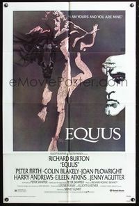 3z267 EQUUS one-sheet movie poster '77 Richard Burton, Peter Firth, really cool artwork by Bob Peak!