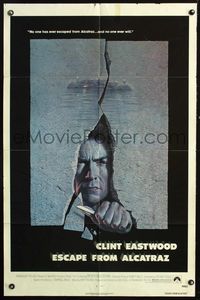 3z270 ESCAPE FROM ALCATRAZ one-sheet '79 cool artwork of Clint Eastwood busting out by Lettick!