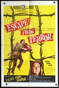 3z271 ESCAPE FROM TERROR one-sheet poster '57 top secret KGB agent Jackie Coogan is on the run!