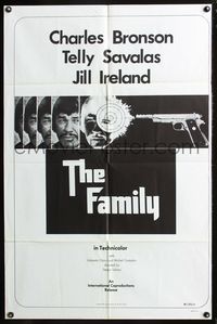 3z282 FAMILY one-sheet poster '72 Telly Savalas, great black & white image of Charles Bronson & gun!