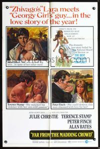 3z287 FAR FROM THE MADDING CROWD 1sheet '68 Julie Christie, Terence Stamp, Peter Finch, Schlesinger